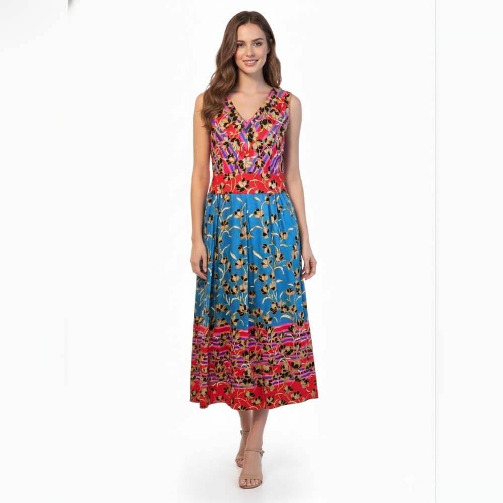 Vintage Lounge Craft 70s Vibrant Floral Maxi Dress Retro Comfy Colorful‎ Womens